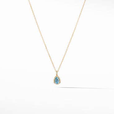 Cable Collectibles® Kids Teardrop Necklace in 18K Yellow Gold with Blue Topaz