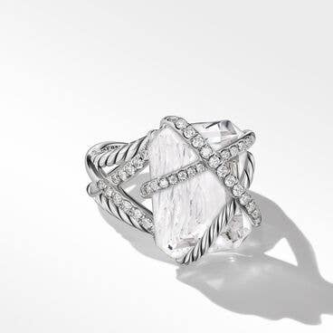 Crossover Wrap Ring with Crystal and Pavé Diamonds