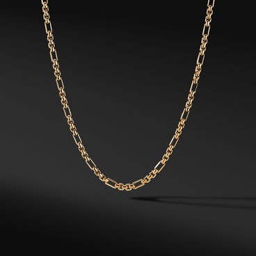 Open Station Box Chain Necklace in 18K Yellow Gold