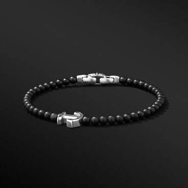 Spiritual Beads Anchor Bracelet in Sterling Silver with Black Onyx