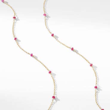Cable Collectibles® Bead and Chain Necklace in 18K Yellow Gold with Rubies