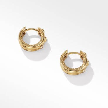 Modern Renaissance Huggie Hoop Earrings in 18K Yellow Gold with Diamonds