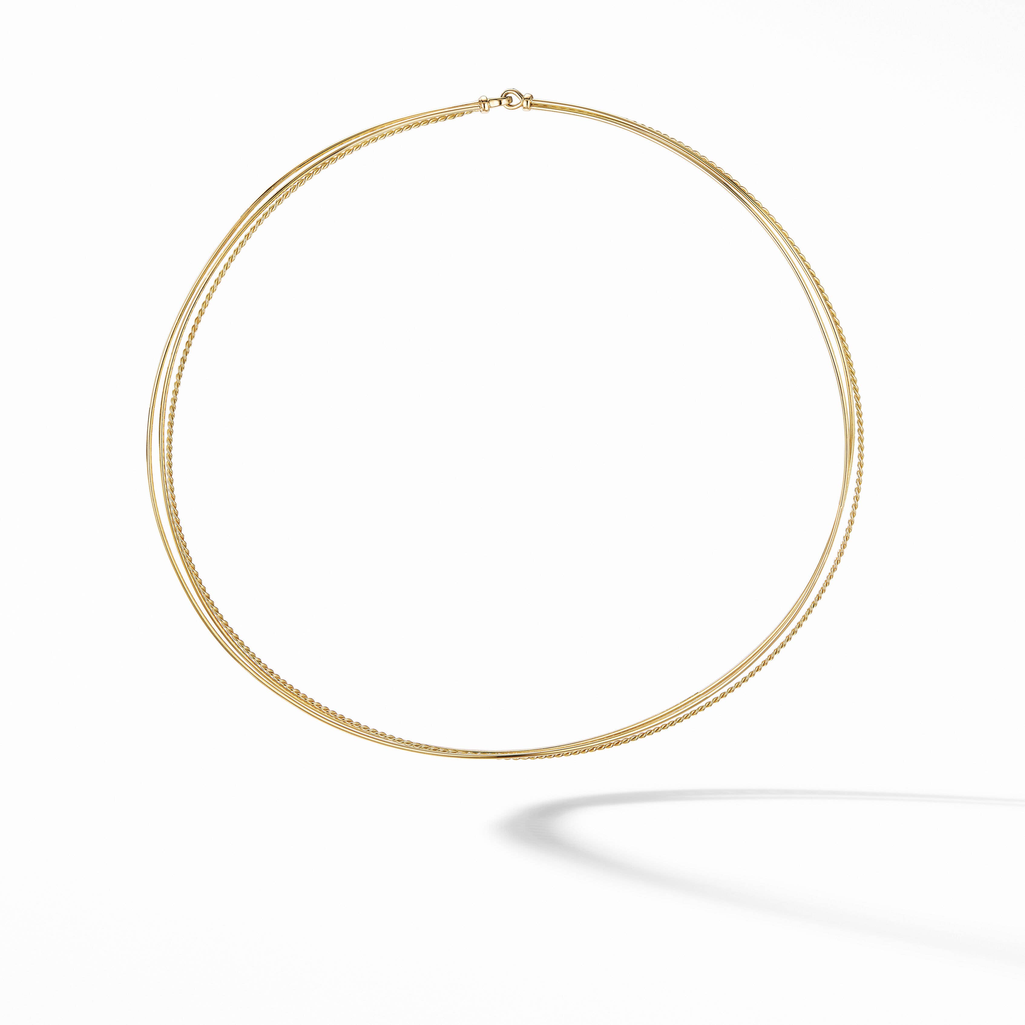 DY Elements® Three Row Hard Wire Necklace in 18K Yellow Gold