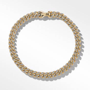 Curb Chain Bracelet in 18K Yellow Gold with Pavé Diamonds