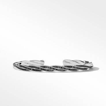 DY Helios™ Cuff Bracelet in Sterling Silver with Pavé Black Diamonds