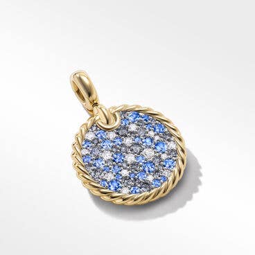 DY Elements® Air Pendant in 18K Yellow Gold with Pavé Diamonds and Blue Sapphires