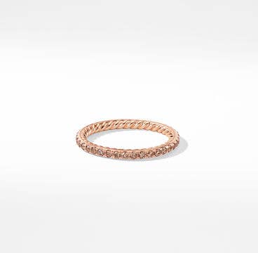 DY Eden Band Ring in 18K Rose Gold with Pavé Cognac Diamonds