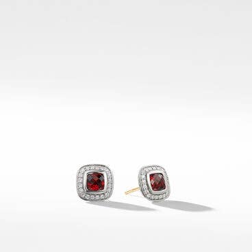 Petite Albion® Stud Earrings with Garnet and Pavé Diamonds