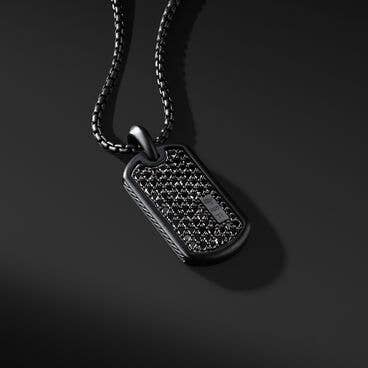 Streamline® Beveled Tag with Pavé Black Diamonds and Black Titanium