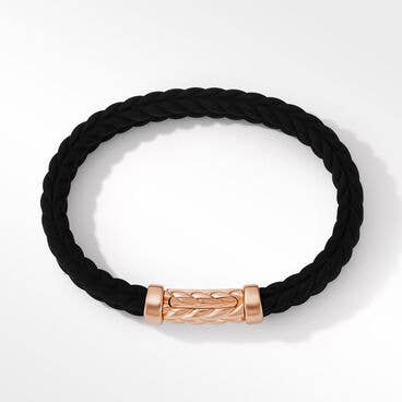 Chevron Black Rubber Bracelet with 18K Rose Gold