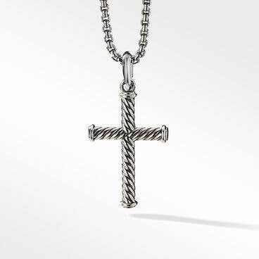 Cable Cross Pendant in Sterling Silver