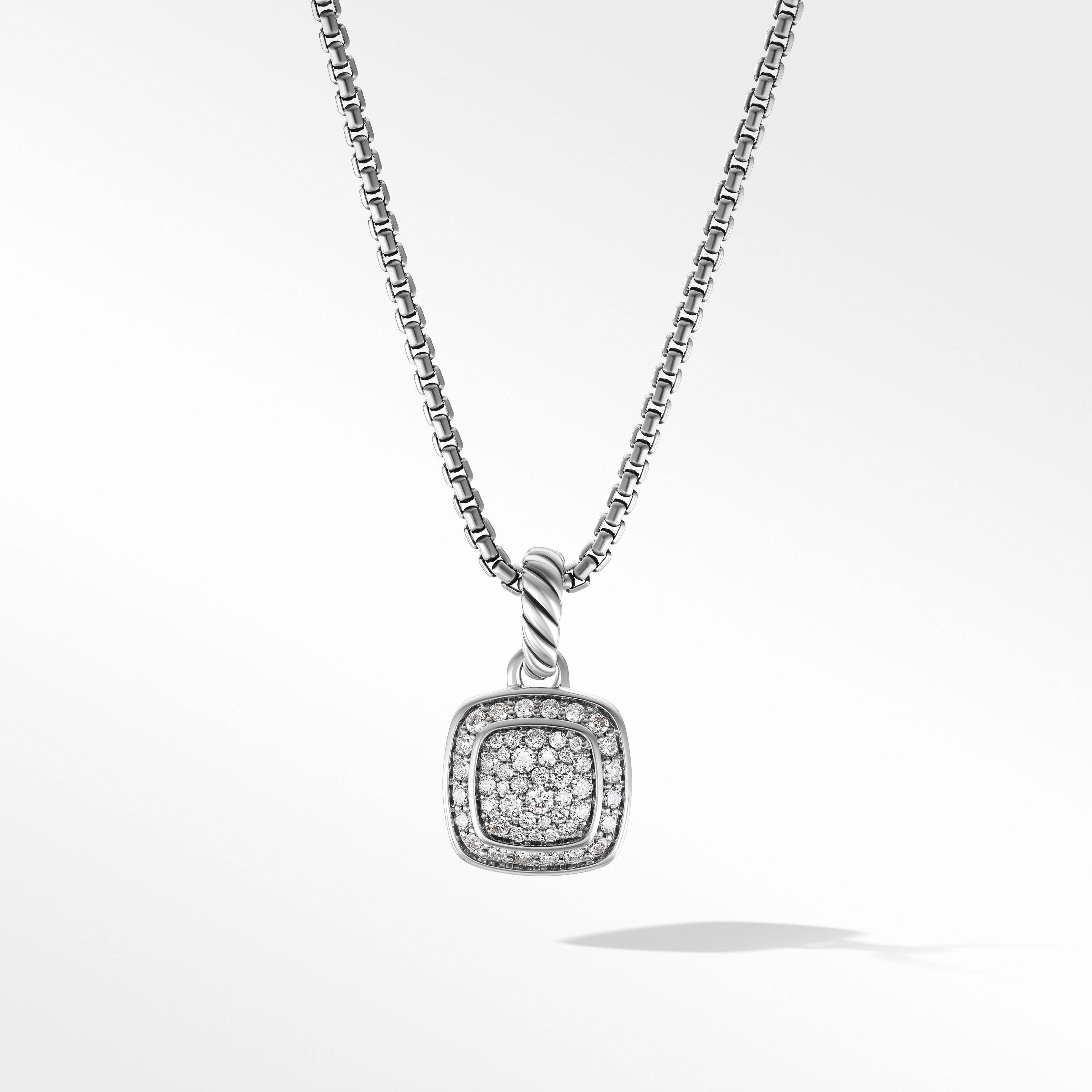 Petite Albion® Pendant Necklace in Sterling Silver with Pavé Diamonds