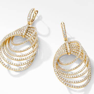 DY Origami Drop Earrings in 18K Yellow Gold with Full Pavé Diamonds