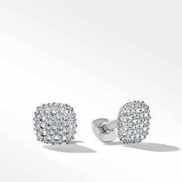 Streamline® Cufflinks in 18K White Gold with Reverse Set Pavé Diamonds