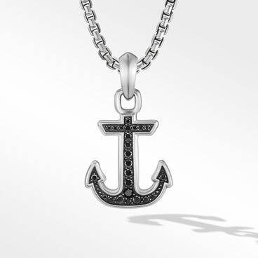 Maritime® Anchor Amulet in Sterling Silver with Pavé Black Diamonds
