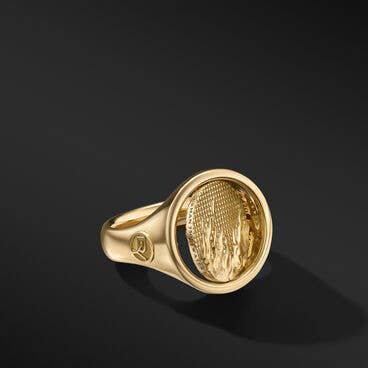 Water and Fire Duality Signet Ring in 18K Yellow Gold