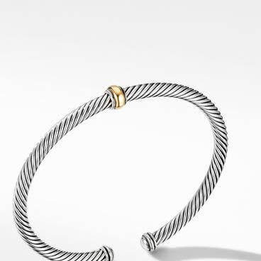 Cable Classics Center Station Bracelet in Sterling Silver with 18K Yellow Gold