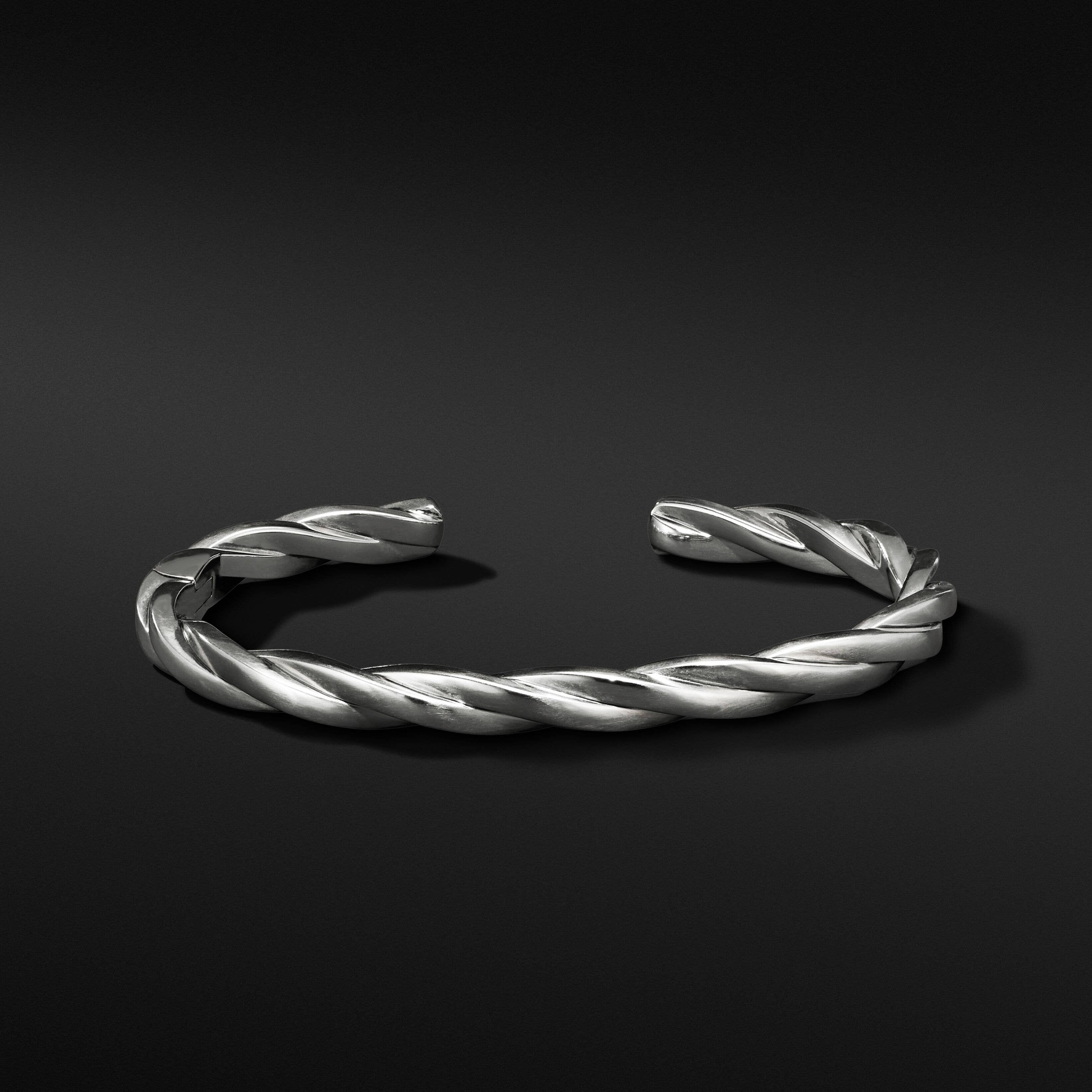 Cable Twisted Cuff Bracelet in Sterling Silver