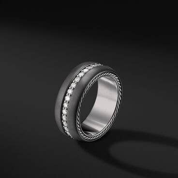 Streamline® Band Ring in Black Titanium with Pavé Diamonds