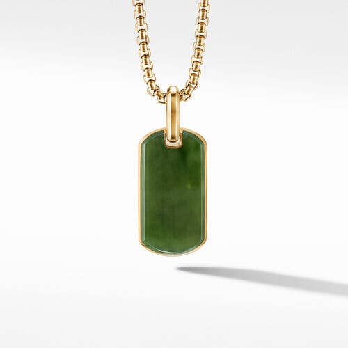 Chevron Tag in 18K Yellow Gold with Nephrite Jade