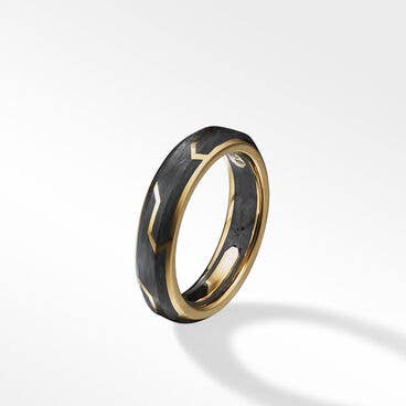 Forged Carbon Band Ring with 18K Yellow Gold