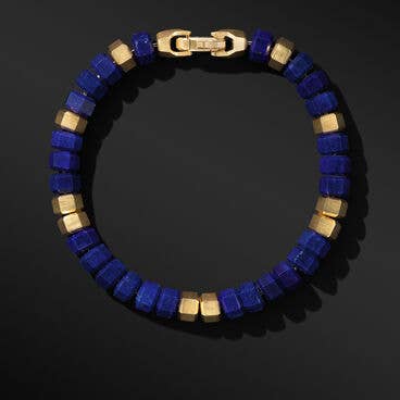 Hex Bead Bracelet with Lapis and 18K Yellow Gold
