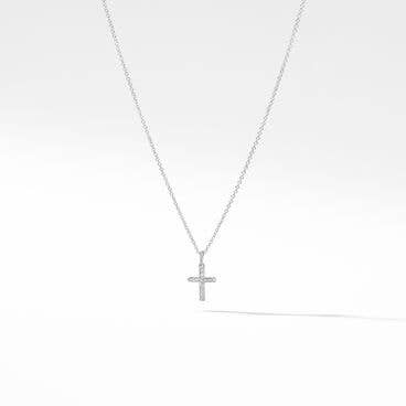 Cable Collectibles® Cross Necklace in 18K White Gold with Pavé Diamonds