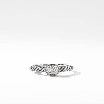 Cable Collectibles® Oval Stack Ring in Sterling Silver with Pavé Diamonds