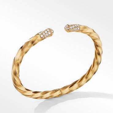 Cable Edge® Bracelet in Recycled 18K Yellow Gold with Pavé Diamonds