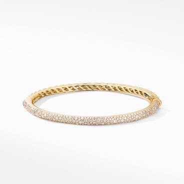 Cable Bangle Bracelet in 18K Yellow Gold with Pavé Diamonds