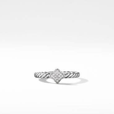 Cable Collectibles® Quatrefoil Stack Ring in Sterling Silver with Pavé Diamonds