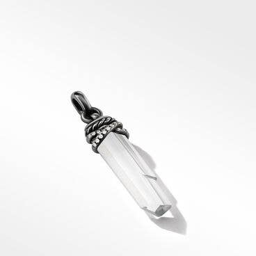 Wrapped Crystal Amulet with Blackend Silver and Diamonds, 46mm