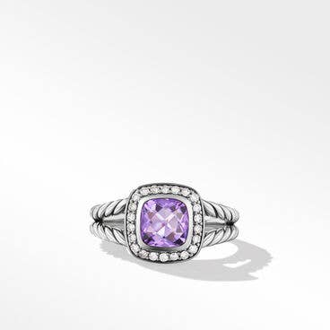Petite Albion® Ring in Sterling Silver with Amethyst and Pavé Diamonds