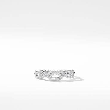 Stax Chain Link Ring in 18K White Gold with Diamonds, 4.5mm