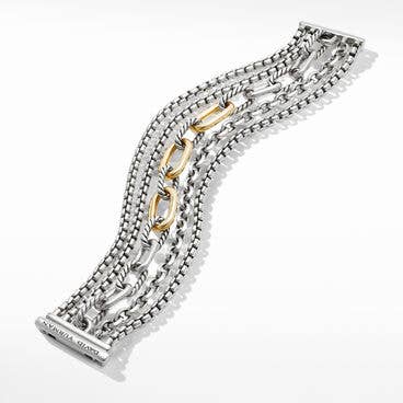 Multi Row Chain Bracelet with 18K Yellow Gold