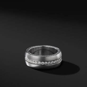 Streamline® Band Ring in Grey Titanium with Pavé Diamonds
