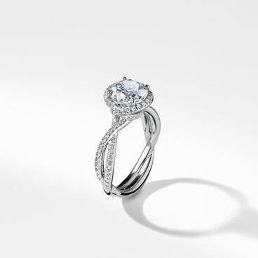 DY Infinity Full Pavé Halo Engagement Ring in Platinum, Round