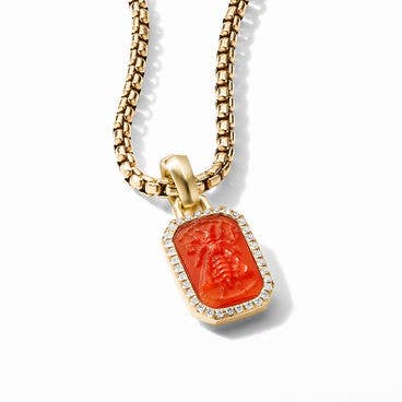 Petrvs® Bee Amulet in 18K Yellow Gold with Carnelian and Pavé Diamonds