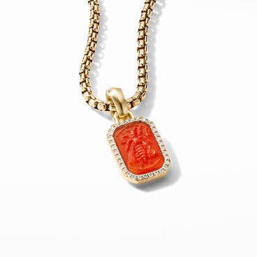 Petrvs® Bee Amulet in 18K Yellow Gold with Carnelian and Pavé Diamonds