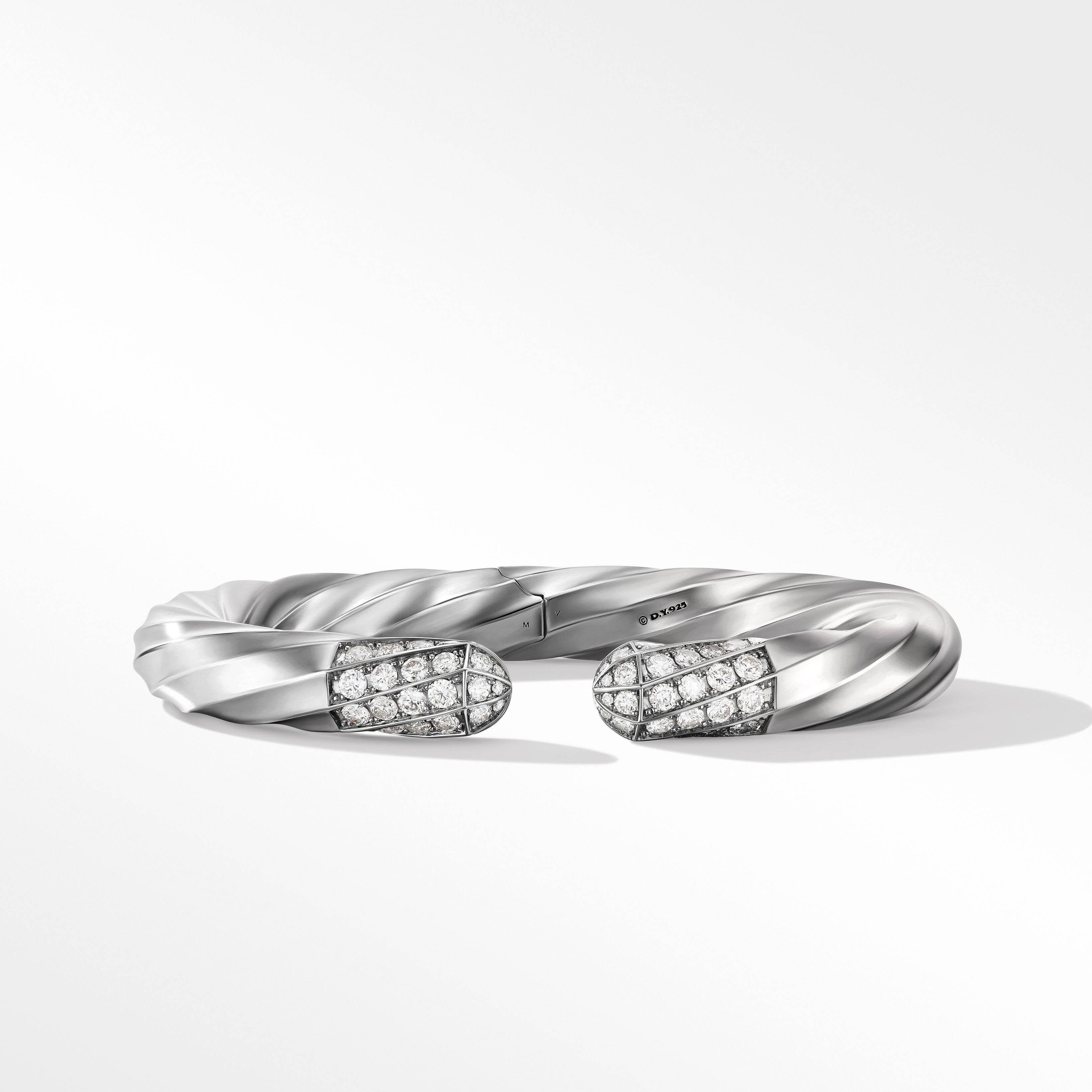 Cable Edge™ Bracelet in Recycled Sterling Silver with Pavé Diamonds