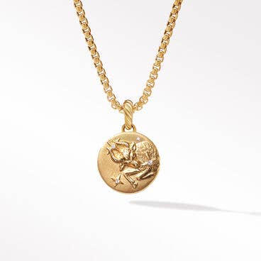 Taurus Amulet in 18K Yellow Gold with Diamonds