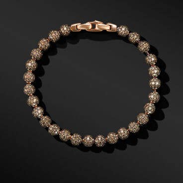 Spiritual Beads Bracelet with Pavé Cognac Diamonds and 18K Rose Gold