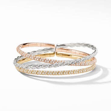 Pavéflex Three Row Bracelet in 18K Gold with Diamonds