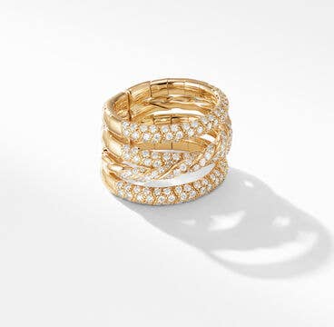 Pavéflex Four Row Ring in 18K Yellow Gold with Diamonds