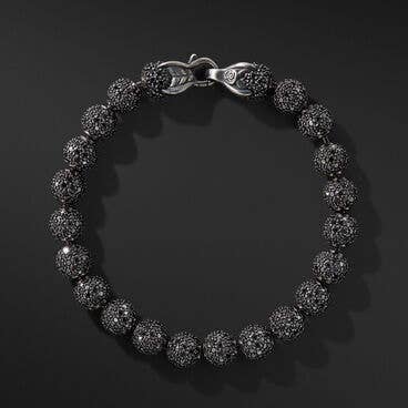 Spiritual Beads Bracelet in Sterling Silver with Pavé Black Diamonds