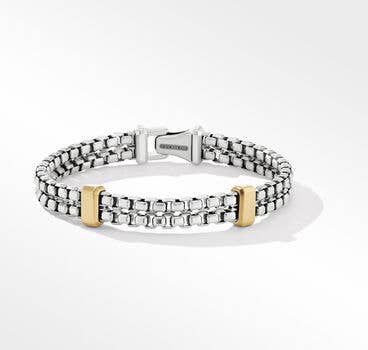 Double Box Chain Bracelet in Sterling Silver with 18K Yellow Gold