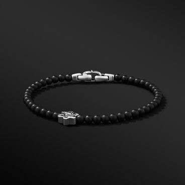 Spiritual Beads Star of David Bracelet in Sterling Silver with Black Onyx