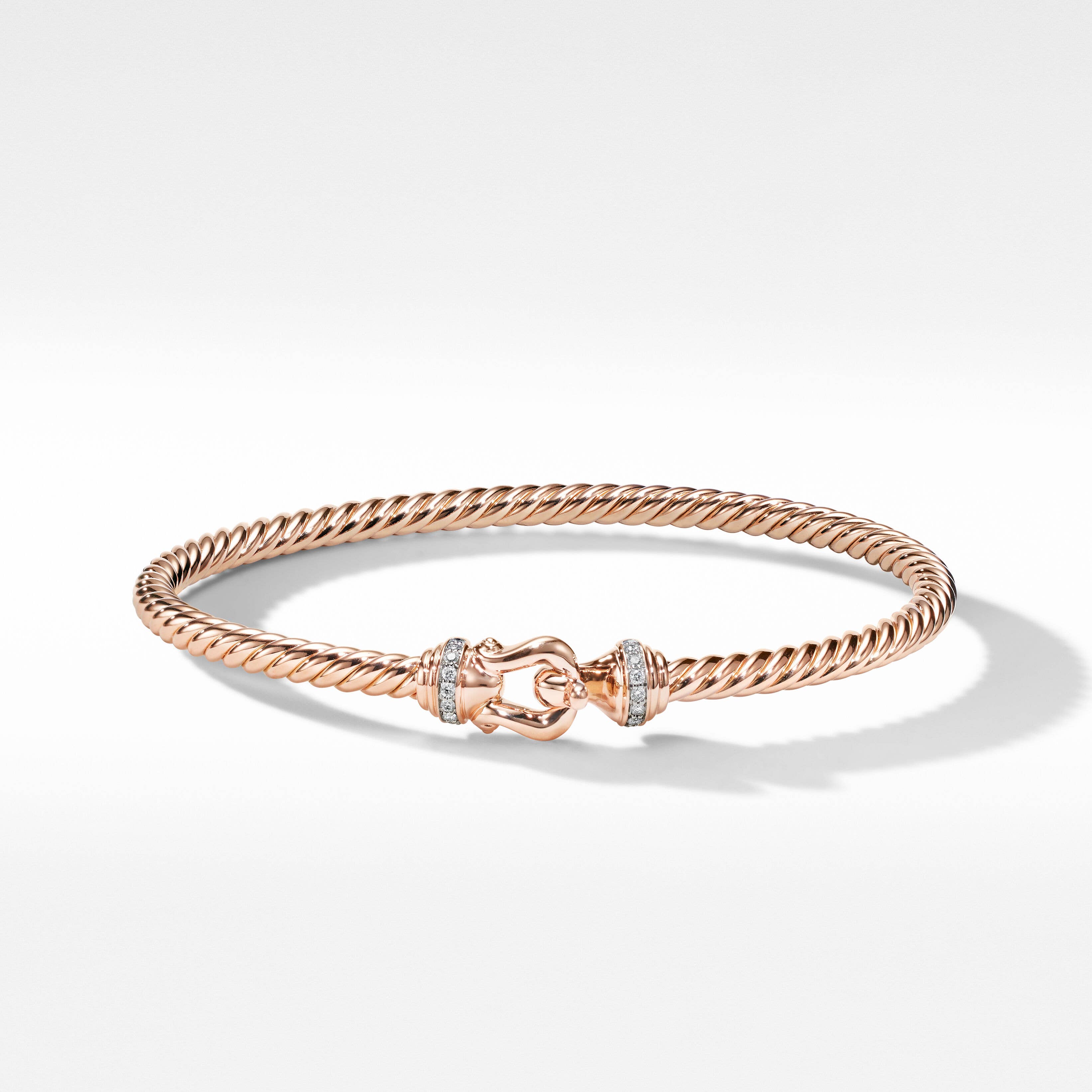 Buckle Bracelet in 18K Rose Gold with Pavé Diamonds