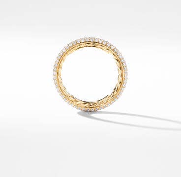 DY Eden Three Row Band Ring in 18K Yellow Gold with Pavé Diamonds