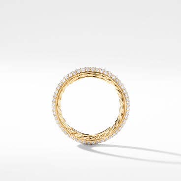 DY Eden Three Row Band Ring in 18K Yellow Gold with Pavé Diamonds
